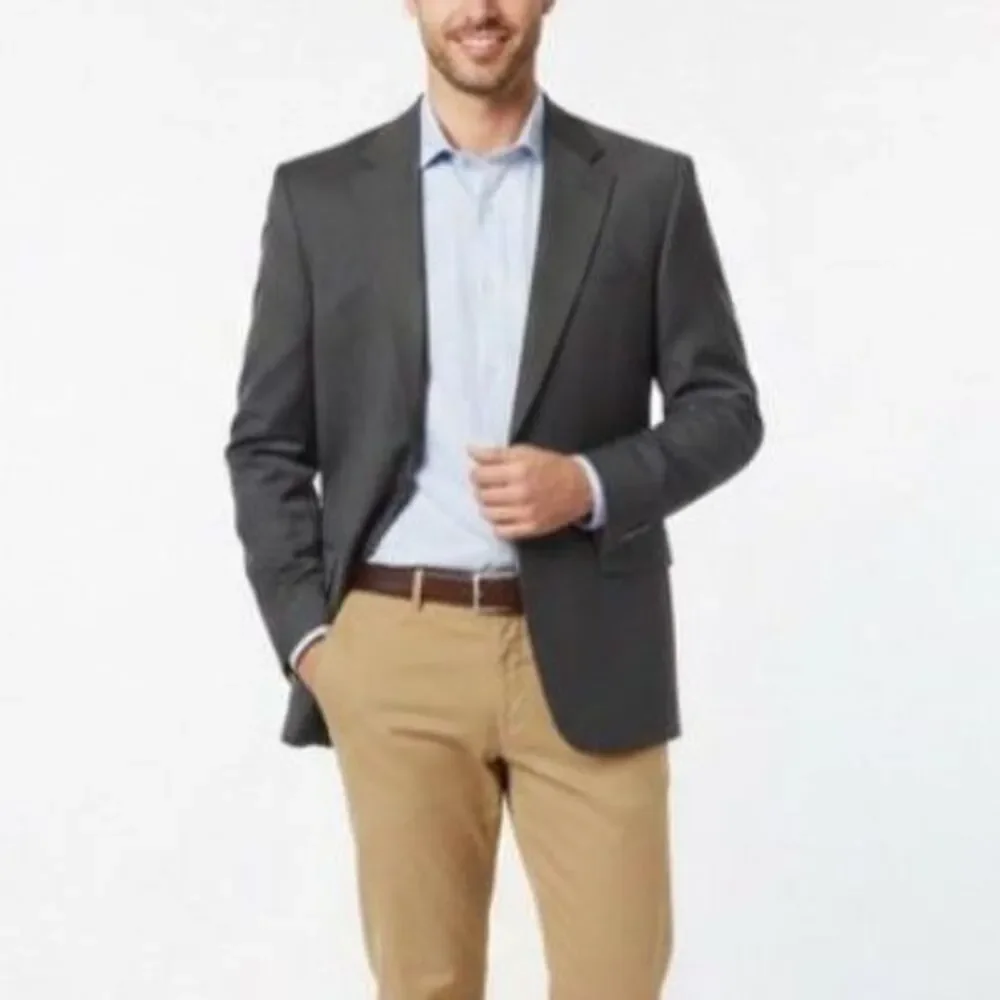 Hickey Freeman Men's Gray Wool Loro Piana Italy Classic Suit Jacket Size 46R